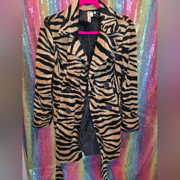 Tiger Print Trenchcoat Jacket Medium - Picture 4 of 8